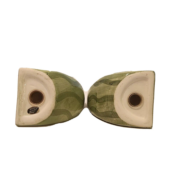 Watermelon Fruit Ceramic Salt and Pepper Shakers Red Green Slices w/ Seeds - Picture 6 of 8
